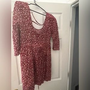 Red Floral Bell Sleeve babydoll dress - M